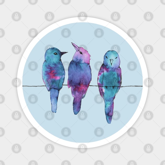 Three birds on a wire Magnet by Bwiselizzy